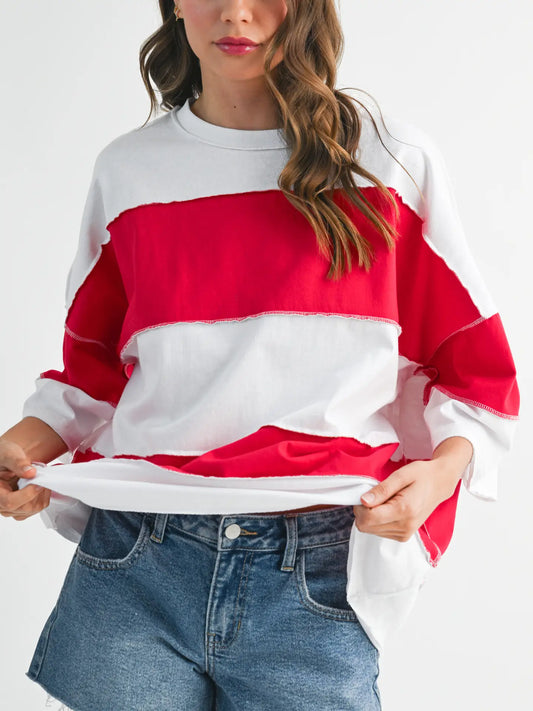 COLOR BLOCK CREW TOP