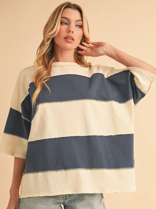 COLOR BLOCK CREW TOP