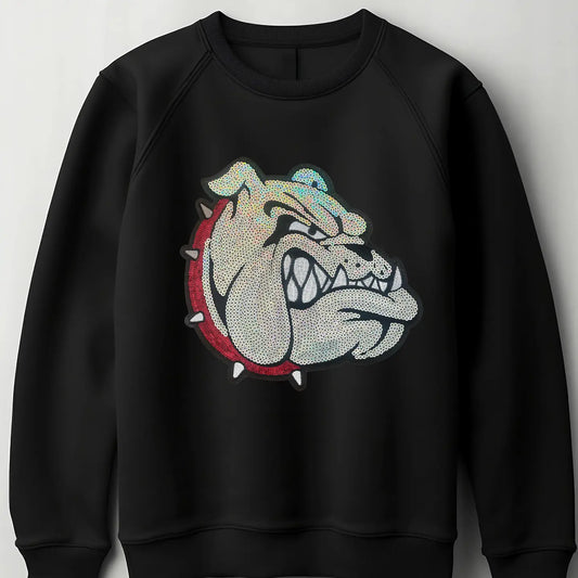 SEQUIN BULLDOG FLEECE SWEATER ADULT